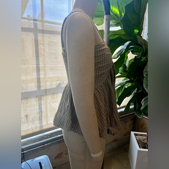 Cider Green Checkered Peplum Blouse - Picture 4 of 6